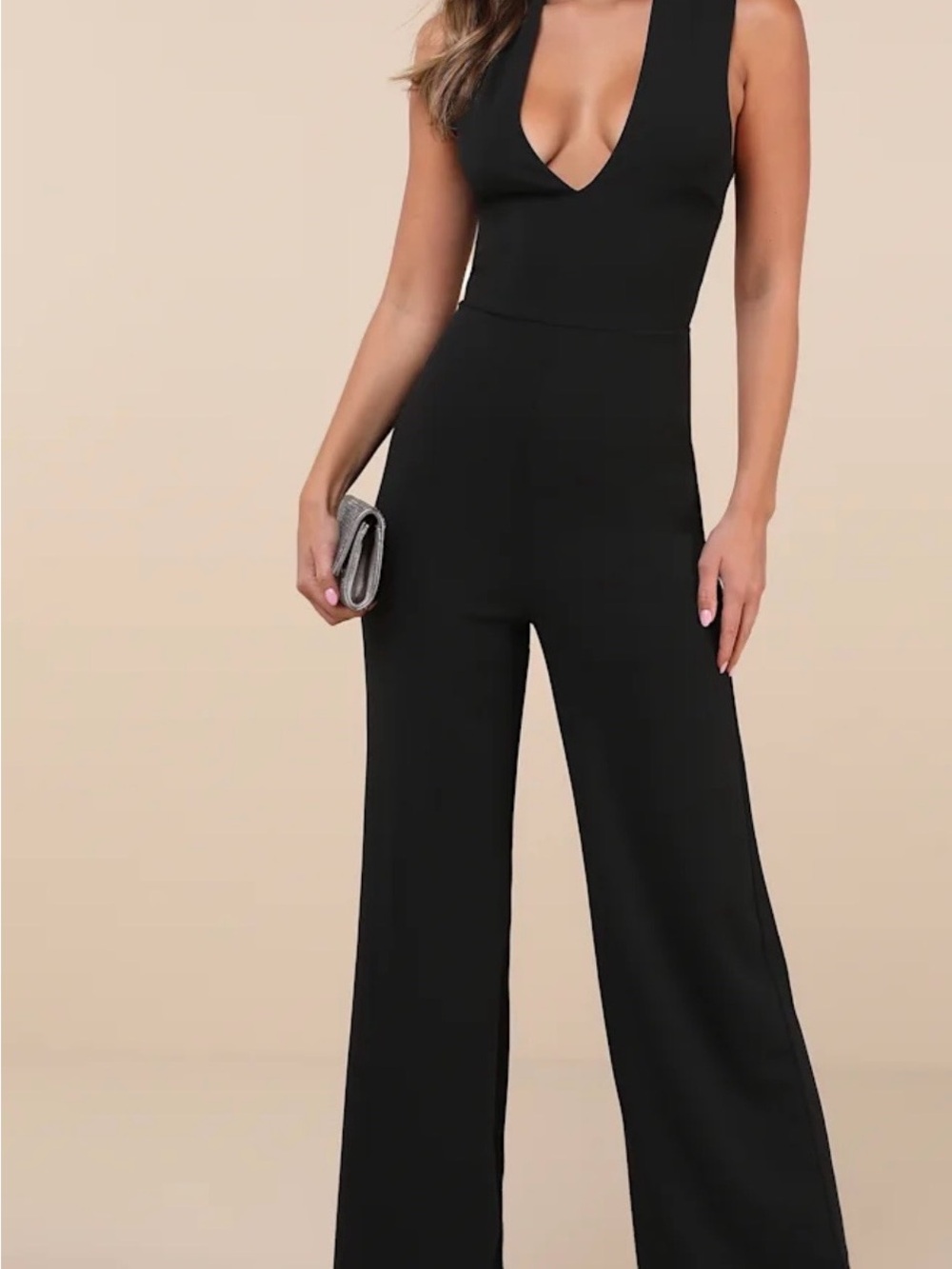 Lulus Black Wide-Leg Cross-Back Jumpsuit
